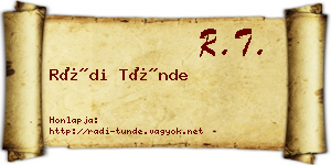Rádi Tünde névjegykártya